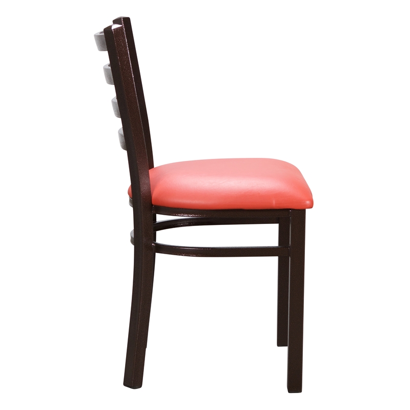 Riverbay Furniture Metal Side Chair Set of Two in Antique Bronze and Red