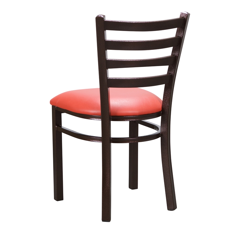Riverbay Furniture Metal Side Chair Set of Two in Antique Bronze and Red