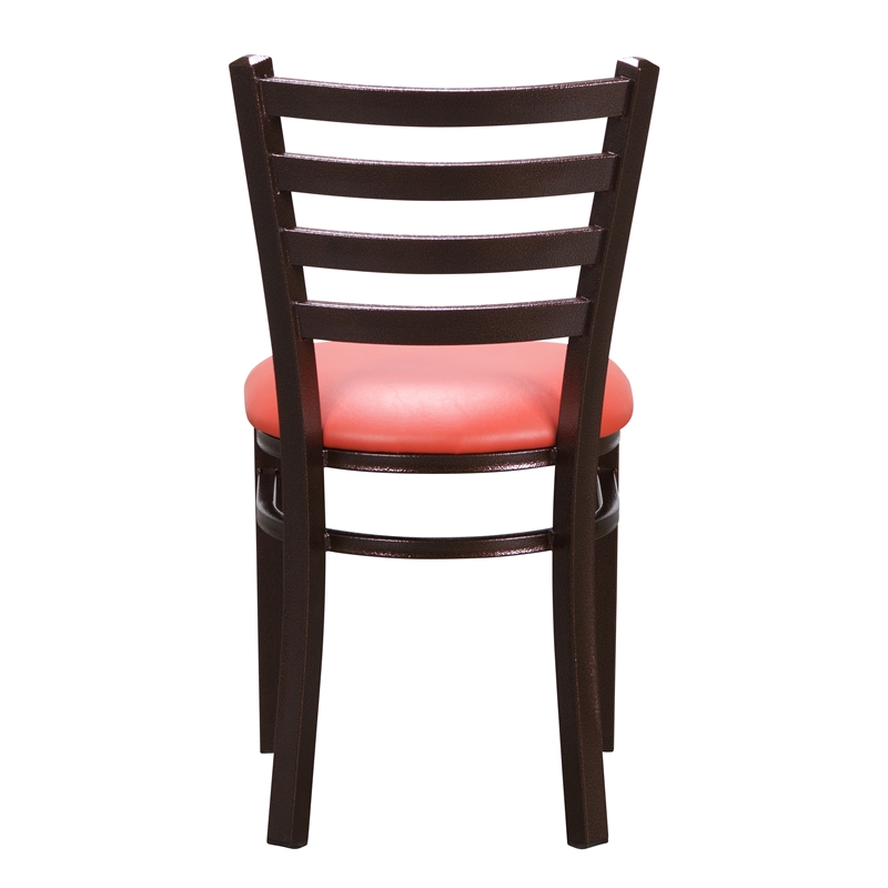 Riverbay Furniture Metal Side Chair Set of Two in Antique Bronze and Red