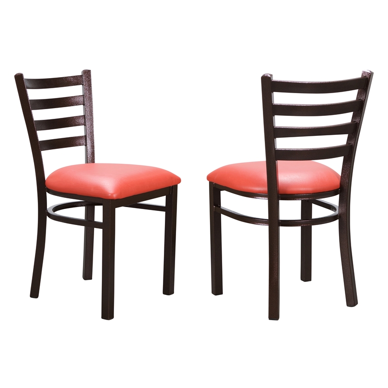 Riverbay Furniture Metal Side Chair Set of Two in Antique Bronze and Red