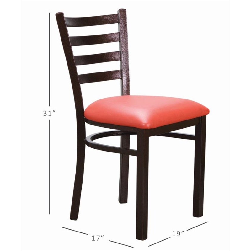 Riverbay Furniture Metal Side Chair Set of Two in Antique Bronze and Red