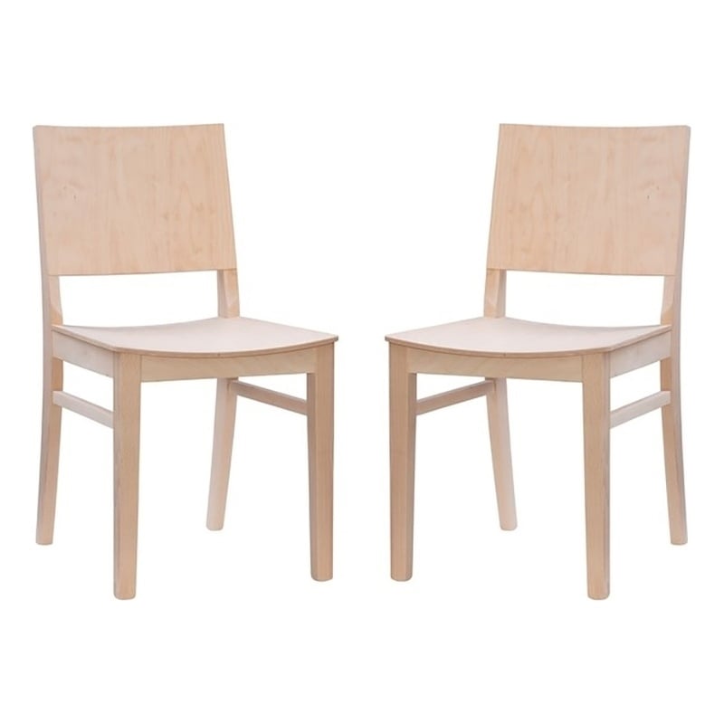 Riverbay Furniture 19'' Mid-Century Wood Side Chair in Natural (Set of 2)