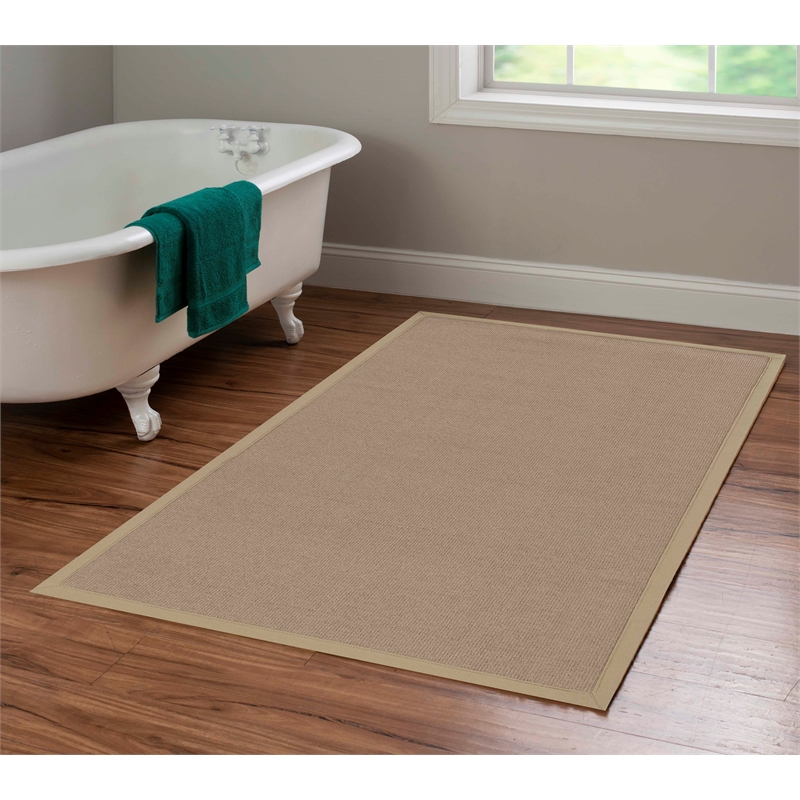Riverbay Furniture Machine Tufted Wool 4'x6' Rug in Cork Brown and Beige