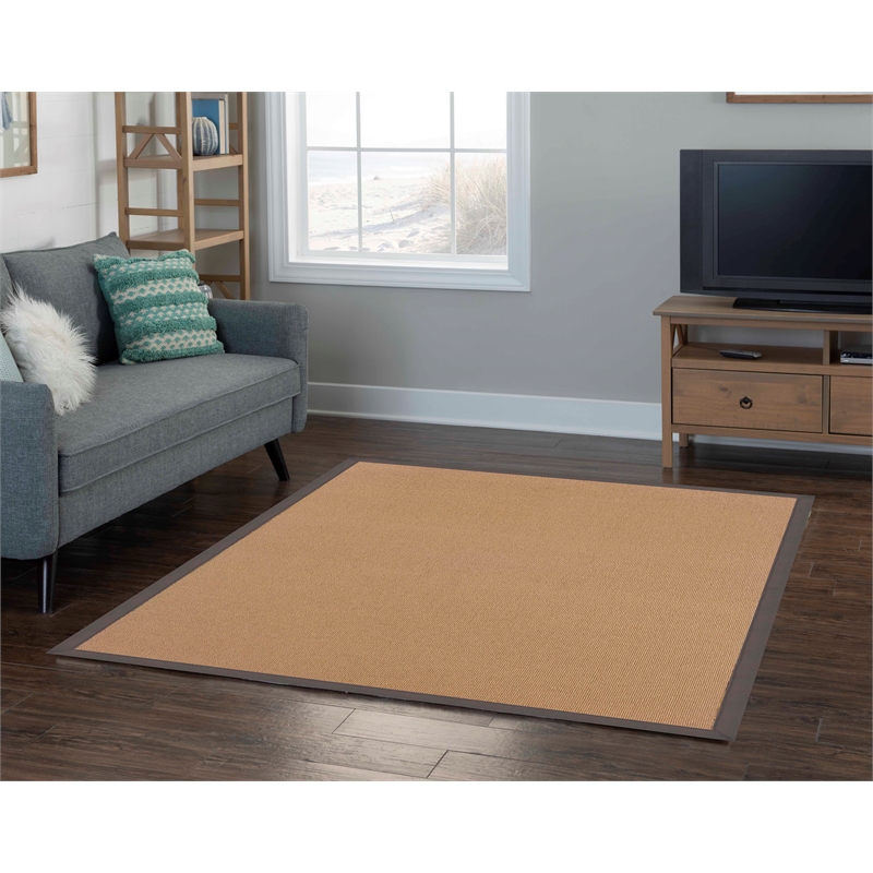 Riverbay Furniture Machine Tufted Wool 5'x8' Rug in Cork Brown and Slate
