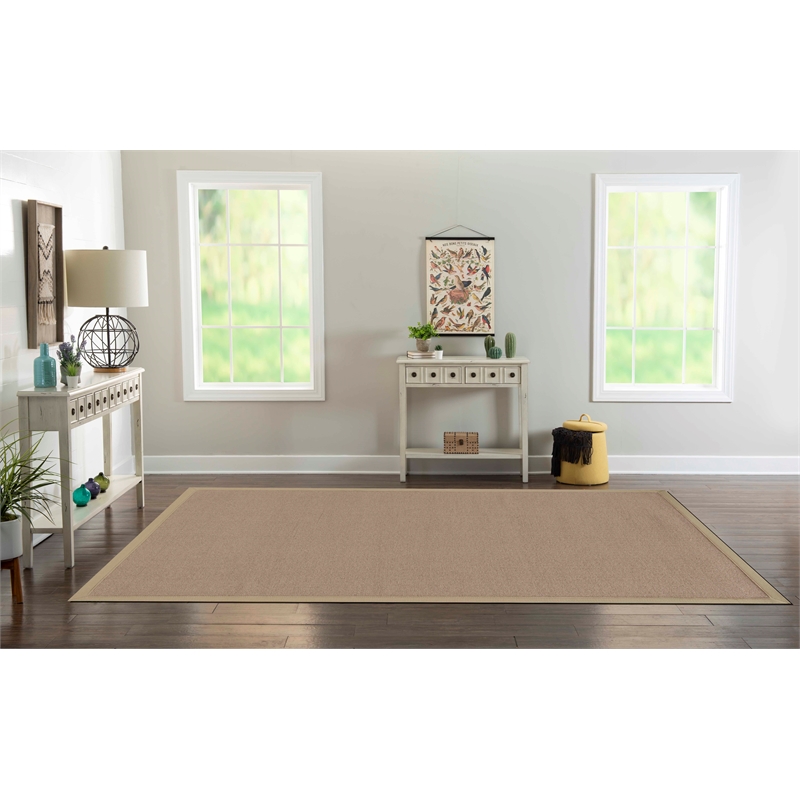 Riverbay Furniture Machine Tufted Wool 8'x11' Rug in Cork Brown and Beige