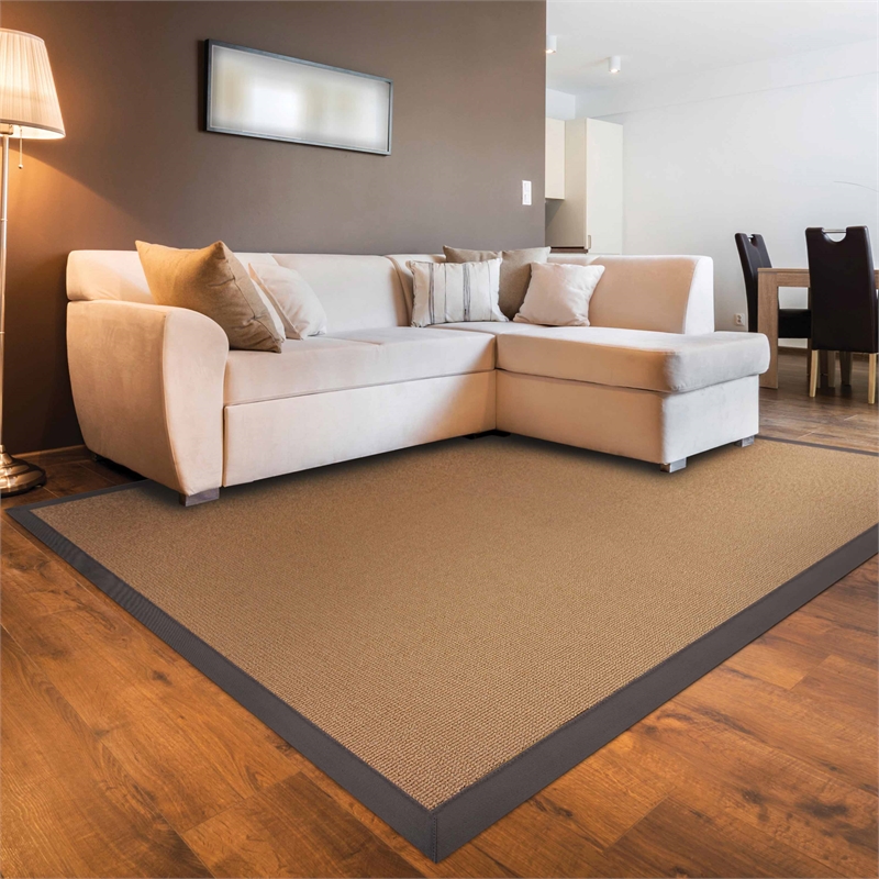 Riverbay Furniture Machine Tufted Wool 8'x11' Rug in Cork Brown and Slate