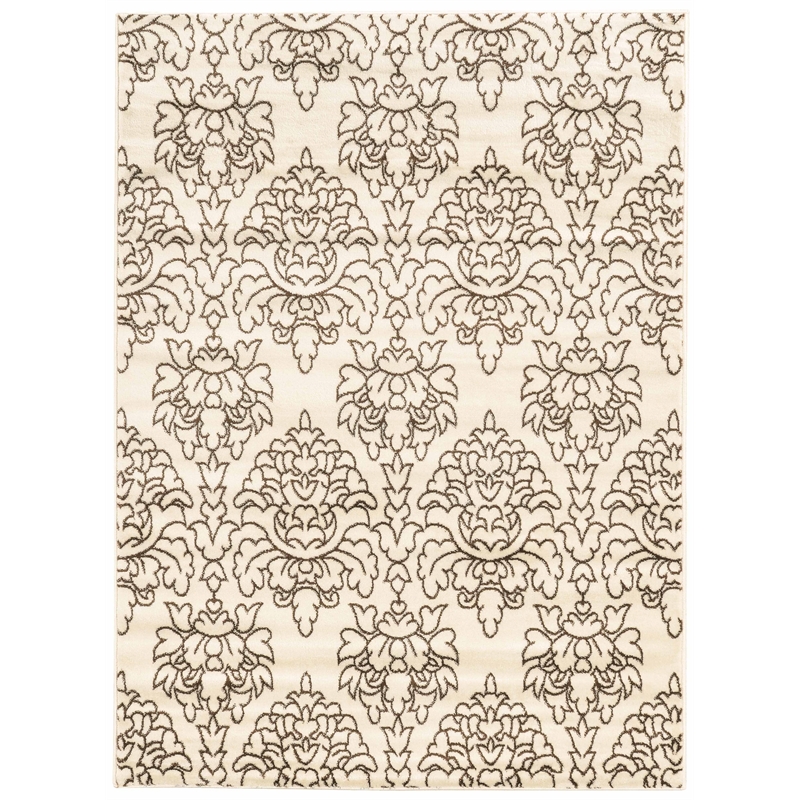 Riverbay Furniture Transitional Polypropylene 8'x10' Rug in Cream and Brown