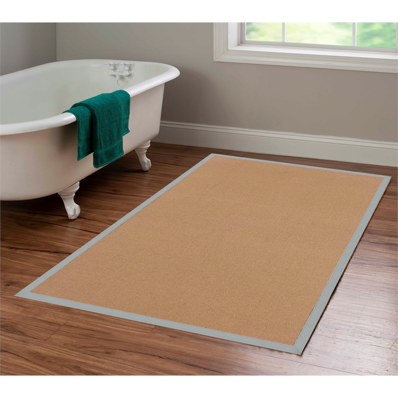 Riverbay Furniture Machine Tufted Wool 4'x6' Rug in Cork Brown and Ice Blue