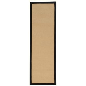 Riverbay Furniture Machine Tufted Wool 2'6&quotx8' Rug in Sisal and Black Leather