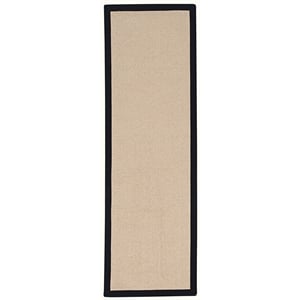 Riverbay Furniture Machine Tufted Wool 2'6&quotx8' Rug in Natural and Black Leather