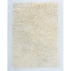 Riverbay Furniture Transitional Flokati Shag Wool 3'x5' Rug in Natural