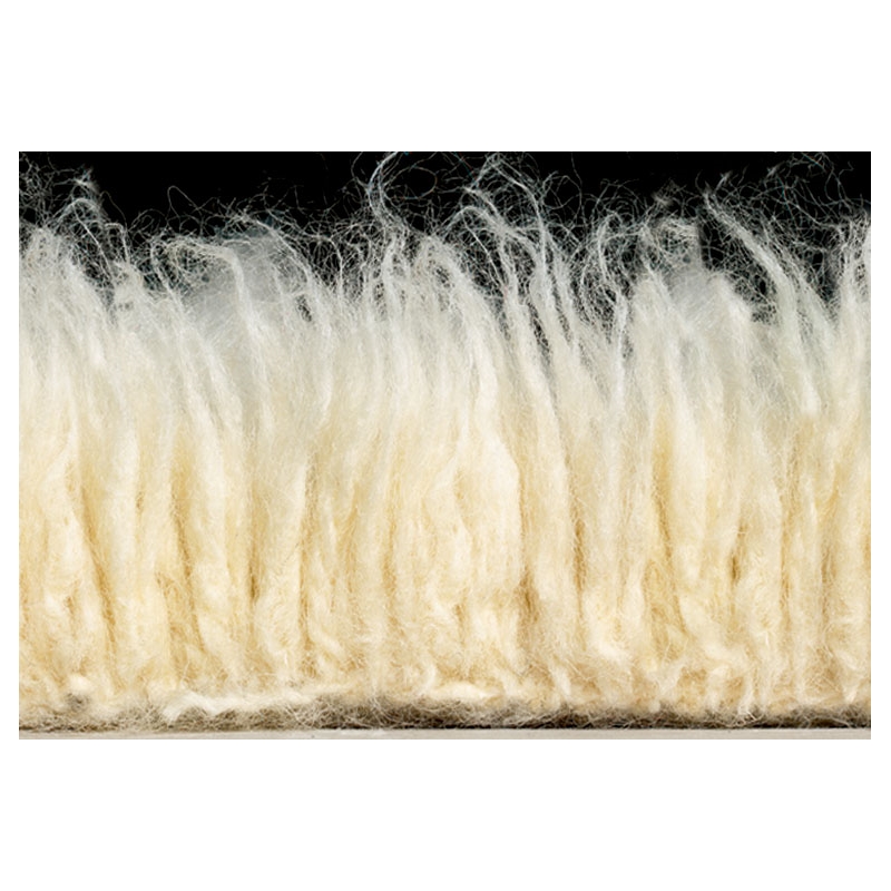 Riverbay Furniture Transitional Flokati Shag Wool 9'x12' Rug in Natural