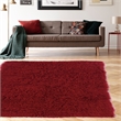 Riverbay Furniture Transitional Flokati Hand Woven Wool 5'x8' Rug in Red