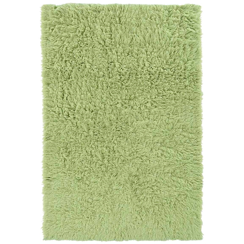 Riverbay Furniture Transitional Flokati Hand Woven Wool 5'x8' Rug in Lime Green