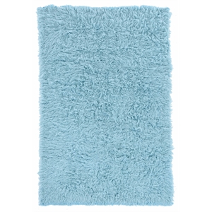 Riverbay Furniture Transitional Flokati Hand Woven Wool 5'x8' Rug in Pastel Blue