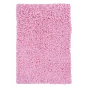Riverbay Furniture Transitional Flokati Hand Woven Wool 5'x8' Rug in Pastel Pink
