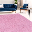 Riverbay Furniture Transitional Flokati Hand Woven Wool 5'x8' Rug in Pastel Pink