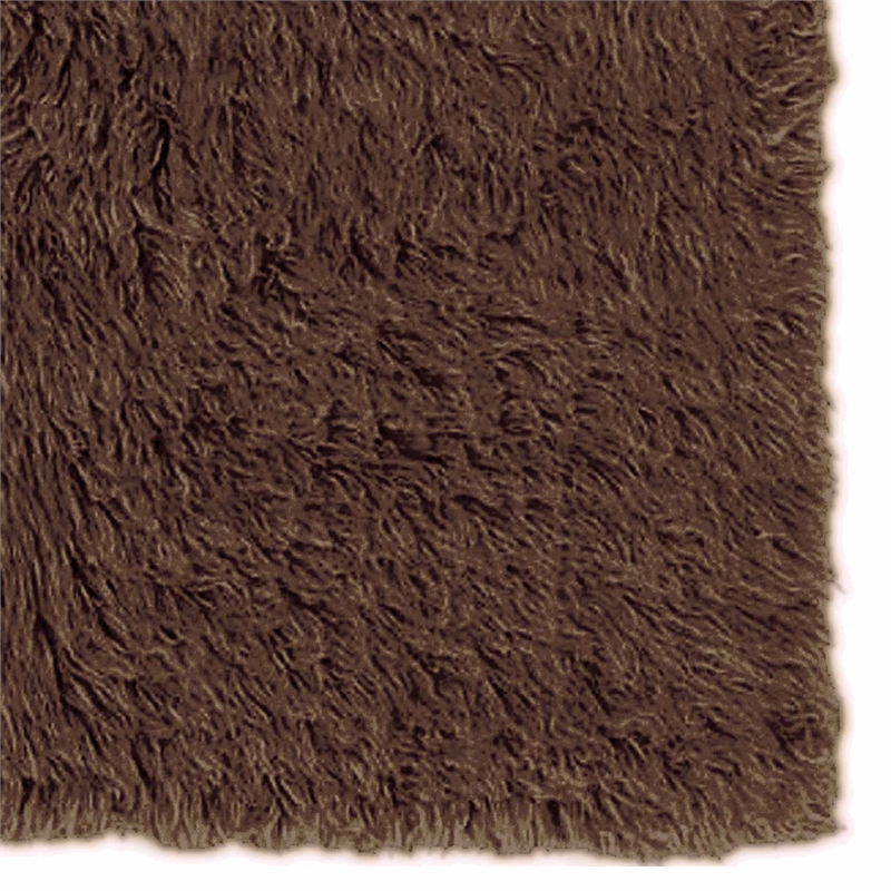 Riverbay Furniture Transitional Flokati Hand Woven Wool 8'x10' Rug in Brown
