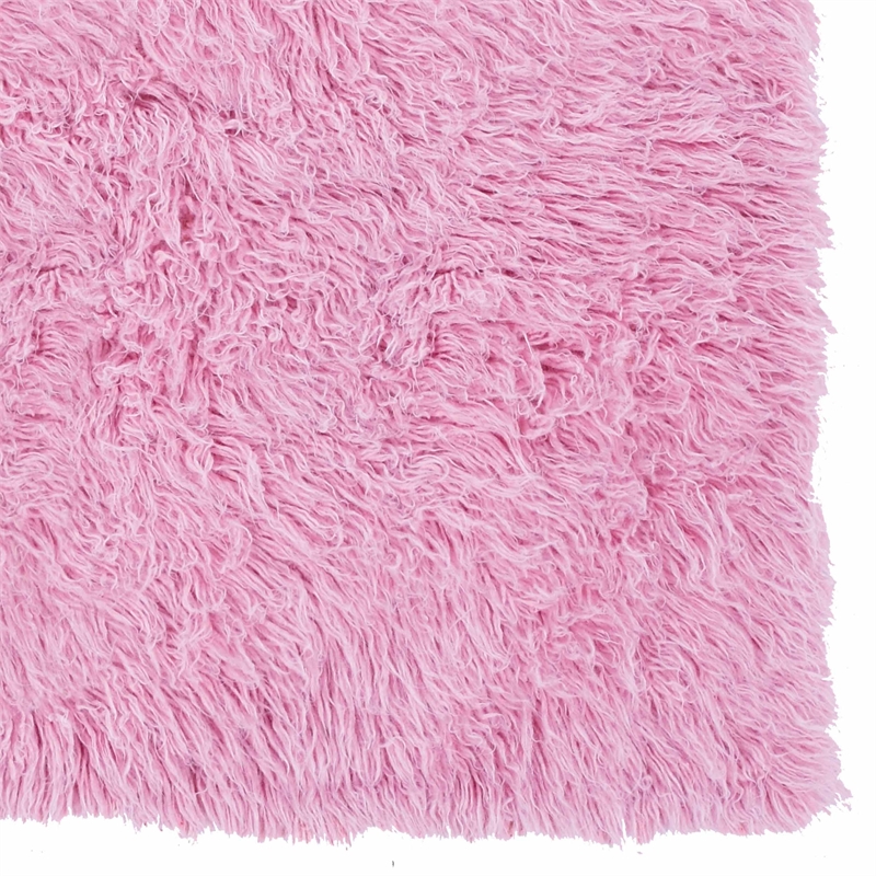 Riverbay Furniture Transitional Flokati Hand Woven Wool 8'x10' Rug in Pink