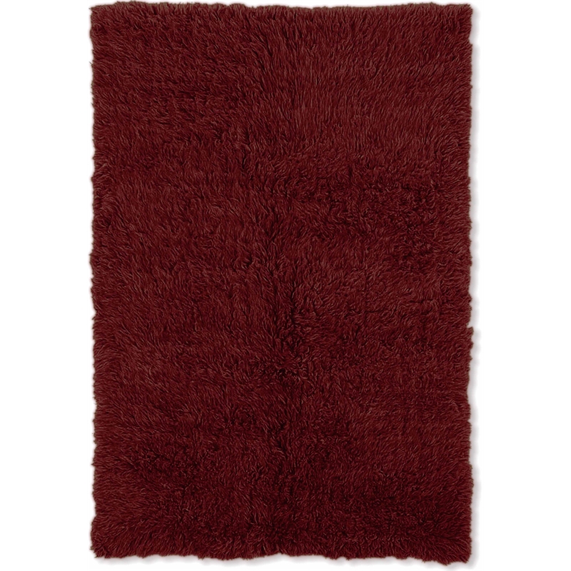 Riverbay Furniture Transitional Flokati Hand Woven Wool 9'x12' Rug in Red
