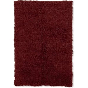Riverbay Furniture Transitional Flokati Hand Woven Wool 9'x12' Rug in Red