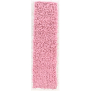 Riverbay Furniture Transitional Flokati Hand Woven Wool 2'4&quotx8'6&quot Rug in Pink