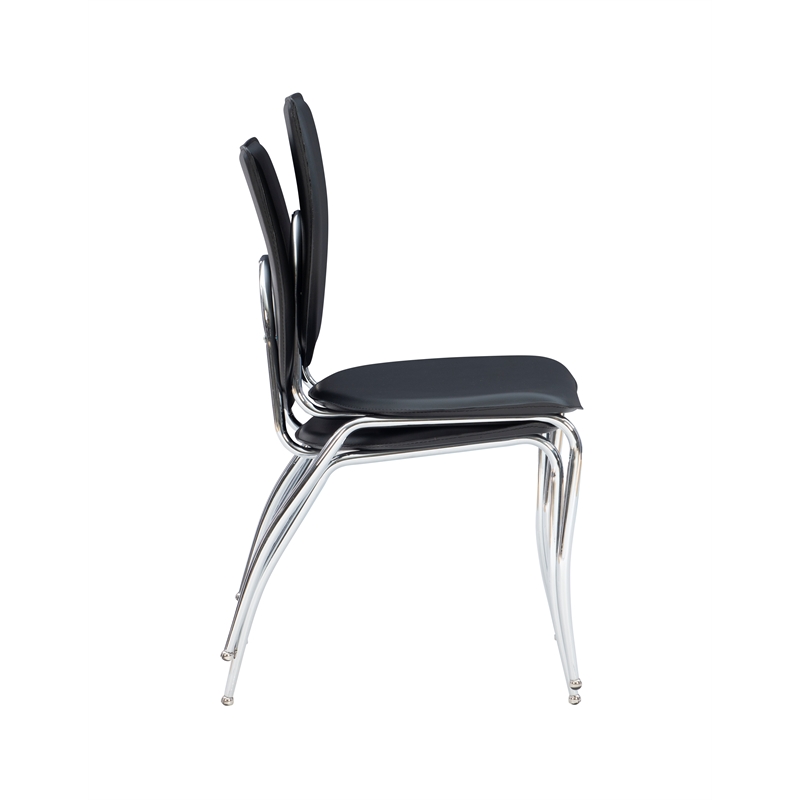 Riverbay Furniture Transitional Metal Stacking Side Chairs Set of Two in Black
