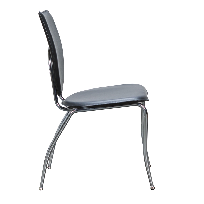 Riverbay Furniture Transitional Metal Stacking Side Chairs Set of Two in Black