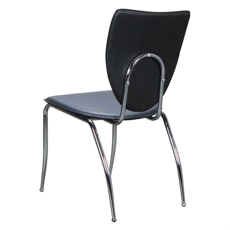 Riverbay Furniture Transitional Metal Stacking Side Chairs Set of Two in Black