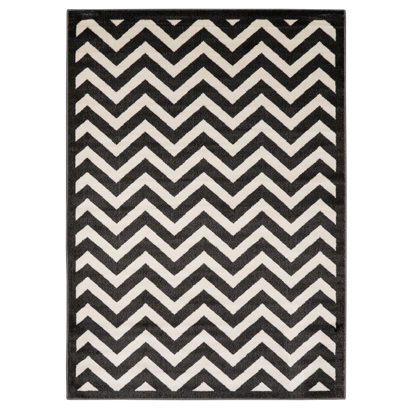 Riverbay Furniture Transitional Polypropylene 8'x10' Rug in Charcoal and Ivory