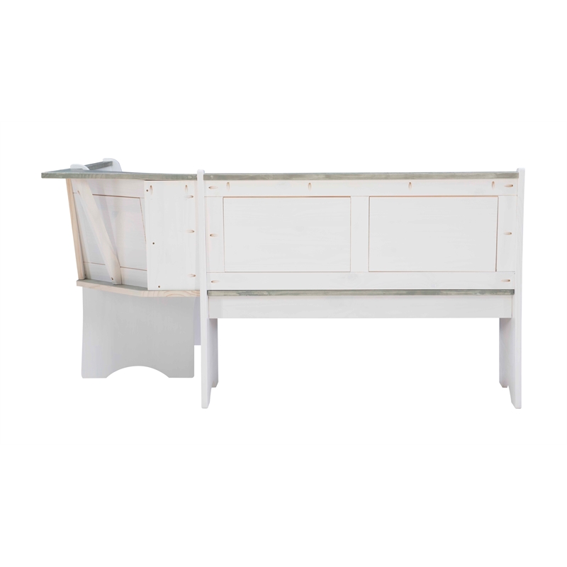 Riverbay Furniture Coastal Wood Corner Dining Nook in Gray