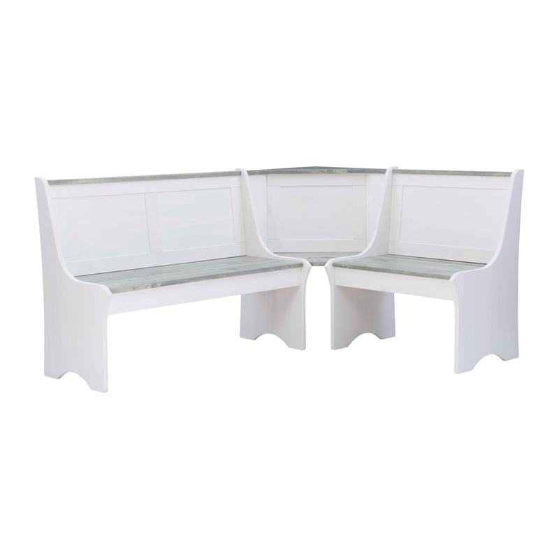 Riverbay Furniture Coastal Wood Corner Dining Nook in Gray