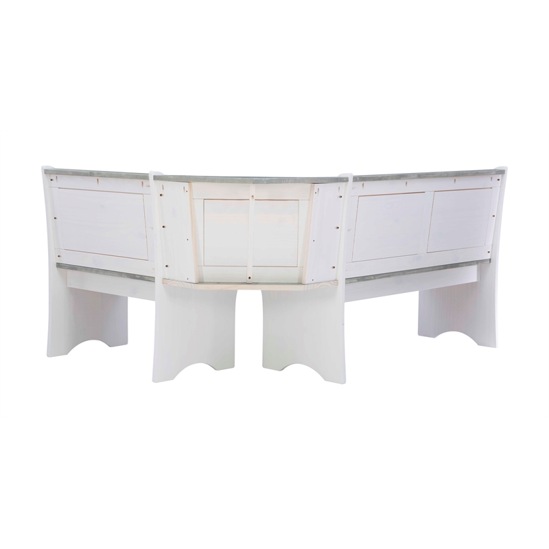 Riverbay Furniture Coastal Wood Corner Dining Nook in Gray