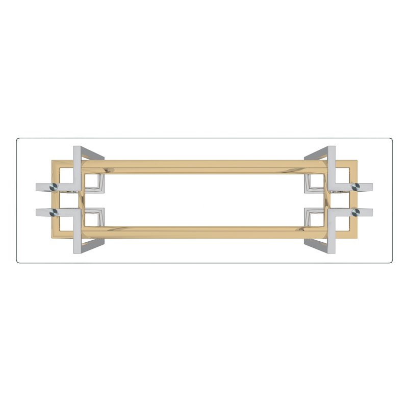 Contemporary Metal and Glass Console Table Silver and Gold