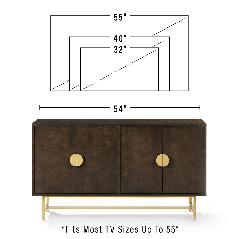 Crosley Furniture Blair Mid-Century Wood/Steel Sideboard in Dark Brown/Gold