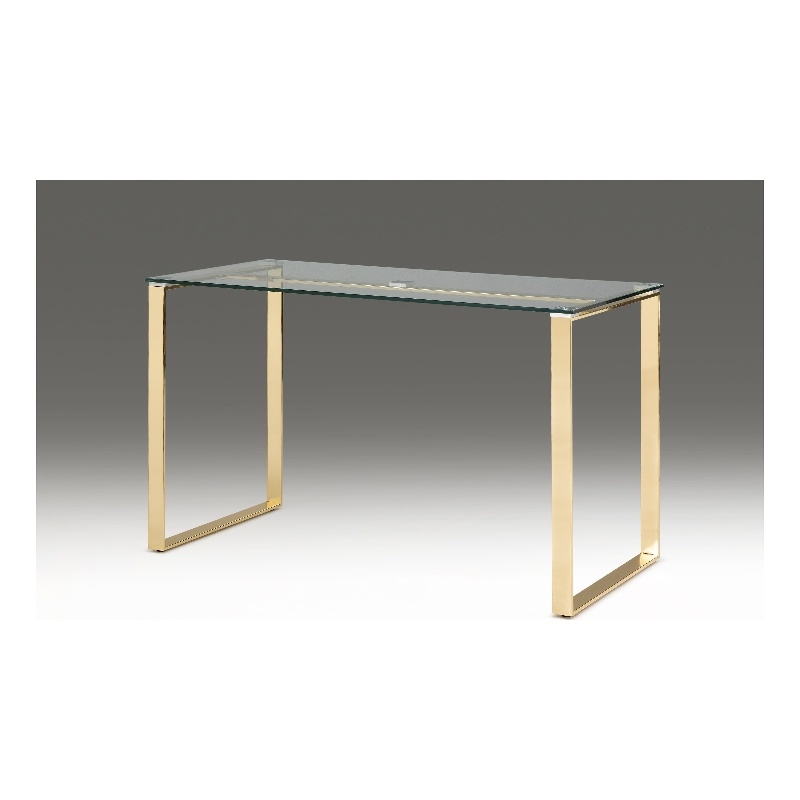 Clear Glass desk with Gold Base