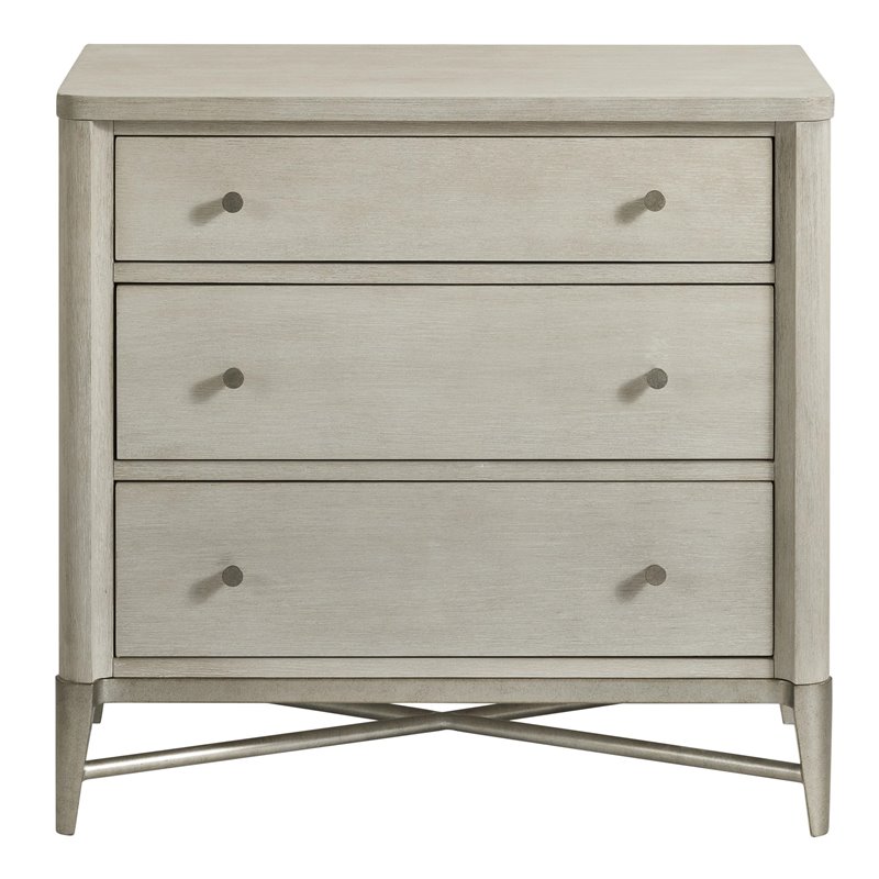 Riverside Furniture Maisie Wood 3-Drawer Modern Nightstand in Champagne Beige