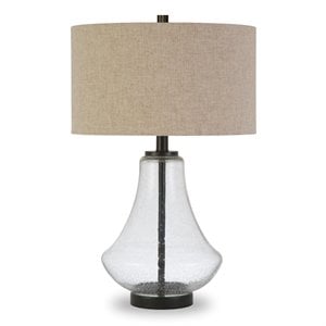 Henn&Hart 15&quot Seeded Glass/Blackened Bronze Metal/Glass/Fabric Table Lamp
