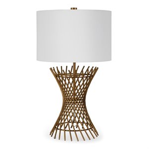 Henn&Hart 15&quot Antique Brass Finish Metal/Fabric Table Lamp