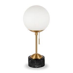 Henn&Hart 17.75&quot Art Deco Table Lamp in White Marble