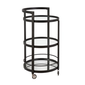 Henn&Hart 21&quot Blackened Bronze Metal/Glass Bar Cart