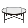 Henn&Hart Round Metal Base Coffee Table in Black and Bronze