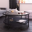 Henn&Hart Metal Regtangular Mesh Shelf Black and Glass Coffee Table