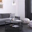 Henn&Hart Metal Regtangular Mesh Shelf Black and Glass Coffee Table