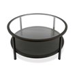 Henn&Hart Metal Regtangular Mesh Shelf Black and Glass Coffee Table