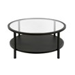 Henn&Hart Metal Regtangular Mesh Shelf Black and Glass Coffee Table