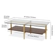 Henn&Hart Mid-Century Brass Metal Rectangle Coffee Table and Walnut Wood Shelf