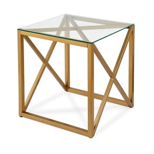 Henn&Hart 20&quot Brass Metal/Glass Side Table