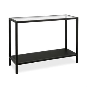 Henn&Hart 42&quot Blackened Bronze Metal/Glass Console Table