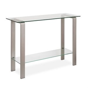 Henn&Hart 42&quot Nickel Metal/Glass Console Table